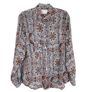 KIMBERLY TAYLOR X Curio Faena Bazaar Paisley Printed Silk Button Shirt M EUC B6